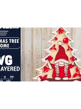 Σετ των 2 Intra απο ξύλο plywood 3mm-4mm πάχος -  Χριστουγεννιάτικου Δέντρου Gnome PaperCut  Δίασταση 1500x1500 cm INTRAFABR-79865854