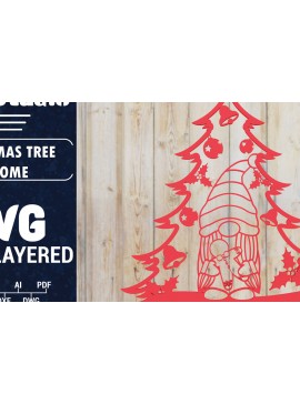 Σετ των 2 Intra απο ξύλο plywood 3mm-4mm πάχος -  Χριστουγεννιάτικου Δέντρου Gnome PaperCut  Δίασταση 1500x1500 cm INTRAFABR-80316017