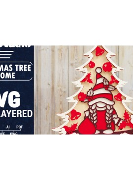 Σετ των 2 Intra απο ξύλο plywood 3mm-4mm πάχος -  Χριστουγεννιάτικου Δέντρου Gnome PaperCut  Δίασταση 1500x1500 cm INTRAFABR-80250878