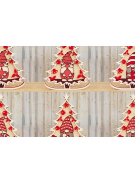 Σετ των 2 Intra απο ξύλο plywood 3mm-4mm πάχος - Χριστουγεννιάτικο δέντρο Gnome PaperCut   Β Δίασταση 1500x1500 cm INTRAFABR-80251668