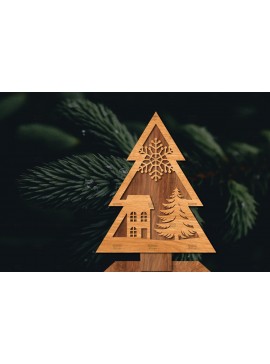 Σετ των 2 Intra απο ξύλο plywood 3mm-4mm πάχος - Στάση κοπής χριστουγεννιάτικου δέντρου με λέιζερ  Δίασταση 20x20 cm INTRAFABR-107422346