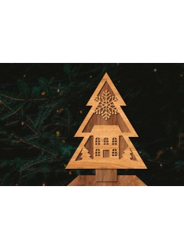 Σετ των 2 Intra απο ξύλο plywood 3mm-4mm πάχος - Στάση κοπής χριστουγεννιάτικου δέντρου με λέιζερ  Δίασταση 20x20 cm INTRAFABR-107422393