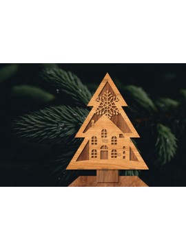 Σετ των 2 Intra απο ξύλο plywood 3mm-4mm πάχος - Στάση κοπής χριστουγεννιάτικου δέντρου με λέιζερ  Δίασταση 20x20 cm INTRAFABR-107422404