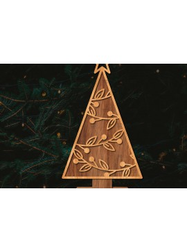 Σετ των 2 Intra απο ξύλο plywood 3mm-4mm πάχος - Στάση κοπής χριστουγεννιάτικου δέντρου με λέιζερ  Δίασταση 20x20 cm INTRAFABR-107492534