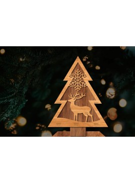 Σετ των 2 Intra απο ξύλο plywood 3mm-4mm πάχος - Στάση κοπής χριστουγεννιάτικου δέντρου με λέιζερ  Δίασταση 20x20 cm INTRAFABR-107422200