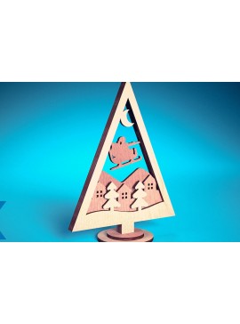 Σετ των 2 Intra απο ξύλο plywood 3mm-4mm πάχος - Χριστουγεννιάτικο Δέντρο Κόψιμο με Λέιζερ  Δίασταση 15x15 cm INTRAFABR-75889699