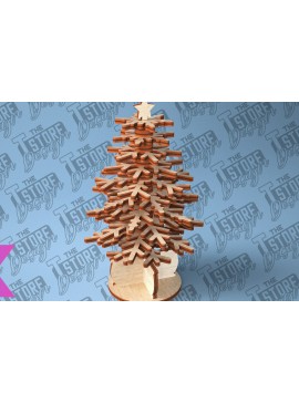 Σετ των 2 Intra απο ξύλο plywood 3mm-4mm πάχος - Χριστουγεννιάτικο Δέντρο Κόψιμο με Λέιζερ  Δίασταση 15x15 cm INTRAFABR-79603018