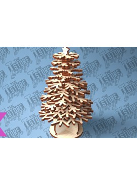 Σετ των 2 Intra απο ξύλο plywood 3mm-4mm πάχος - Χριστουγεννιάτικο Δέντρο Κόψιμο με Λέιζερ  Δίασταση 15x15 cm INTRAFABR-79603037