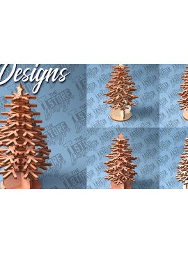 Σετ των 2 Intra απο ξύλο plywood 3mm-4mm πάχος - Χριστουγεννιάτικο Δέντρο Κόψιμο με Λέιζερ  Δίασταση 15x15 cm INTRAFABR-79603118
