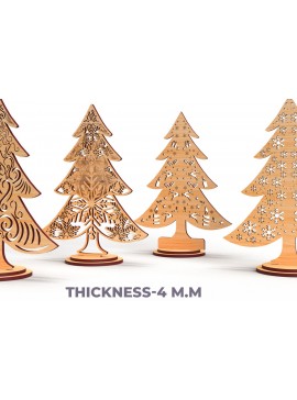 Σετ των 2 Intra απο ξύλο plywood 3mm-4mm πάχος - Χριστουγεννιάτικο Δέντρο Κόψιμο με Λέιζερ  Δίασταση 20x20 cm INTRAFABR-84944923