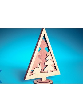 Σετ των 2 Intra απο ξύλο plywood 3mm-4mm πάχος - Χριστουγεννιάτικο Δέντρο Κόψιμο με Λέιζερ  Δίασταση 15x15 cm INTRAFABR-75889330