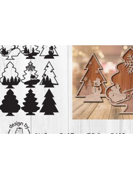 Σετ των 2 Intra απο ξύλο plywood 3mm-4mm πάχος - Χριστουγεννιάτικο Δέντρο Κοπή Laser  Δίασταση 20x20 cm INTRAFABR-104784455