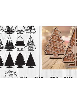 Σετ των 2 Intra απο ξύλο plywood 3mm-4mm πάχος - Χριστουγεννιάτικο Δέντρο Κοπή Laser  Δίασταση 20x20 cm INTRAFABR-104875669