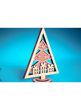 Σετ των 2 Intra απο ξύλο plywood 3mm-4mm πάχος - Χριστουγεννιάτικο Δέντρο Κόψιμο με Λέιζερ  Δίασταση 15x15 cm INTRAFABR-75889367