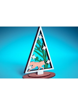 Σετ των 2 Intra απο ξύλο plywood 3mm-4mm πάχος - Χριστουγεννιάτικο Δέντρο Κοπή Laser  | Χριστούγεννα Δίασταση 15x15 cm INTRAFABR-72023311