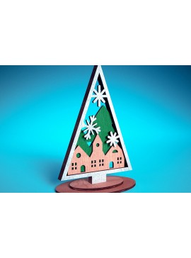 Σετ των 2 Intra απο ξύλο plywood 3mm-4mm πάχος - Χριστουγεννιάτικο Δέντρο Κοπή Laser  | Χριστούγεννα Δίασταση 15x15 cm INTRAFABR-72023467