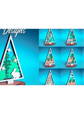 Σετ των 2 Intra απο ξύλο plywood 3mm-4mm πάχος - Χριστουγεννιάτικο Δέντρο Κοπή Laser  | Χριστούγεννα Δίασταση 15x15 cm INTRAFABR-72023267