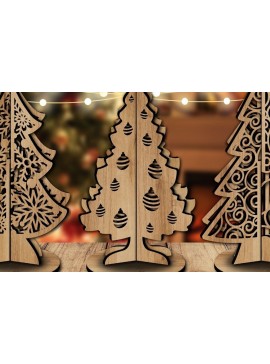 Σετ των 2 Intra απο ξύλο plywood 3mm-4mm πάχος - Χριστουγεννιάτικο Δέντρο Κόψιμο με Λέιζερ  Δίασταση 15x15 cm INTRAFABR-50019552