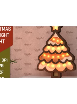 Σετ των 2 Intra απο ξύλο plywood 3mm-4mm πάχος - Χριστουγεννιάτικο Δέντρο Led Nightlight Laser Δίασταση 15x15 cm INTRAFABR-107832111