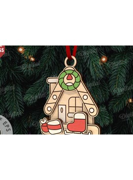 Σετ των 3 Intra απο ξύλο plywood 3mm-4mm πάχος - Κόψιμο με λέιζερ στολίδι Χριστουγεννιάτικου Δέντρου Δίασταση 6x6 cm INTRAFABR-110832942