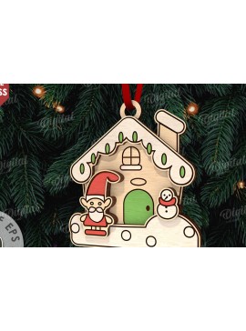 Σετ των 3 Intra απο ξύλο plywood 3mm-4mm πάχος - Κόψιμο με λέιζερ στολίδι Χριστουγεννιάτικου Δέντρου Δίασταση 6x6 cm INTRAFABR-110833435