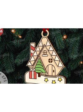 Σετ των 3 Intra απο ξύλο plywood 3mm-4mm πάχος - Κόψιμο με λέιζερ στολίδι Χριστουγεννιάτικου Δέντρου Δίασταση 6x6 cm INTRAFABR-110833988