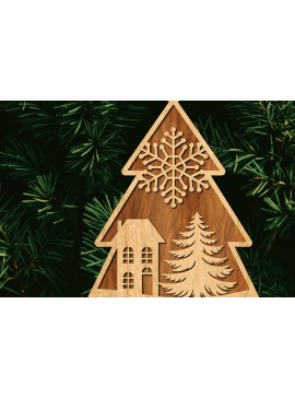 Σετ των 3 Intra απο ξύλο plywood 3mm-4mm πάχος - Κόψιμο με λέιζερ στολίδι Χριστουγεννιάτικου Δέντρου Δίασταση 6x6 cm INTRAFABR-105926189