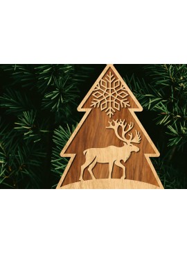 Σετ των 3 Intra απο ξύλο plywood 3mm-4mm πάχος - Κόψιμο με λέιζερ στολίδι Χριστουγεννιάτικου Δέντρου Δίασταση 6x6 cm INTRAFABR-105926302