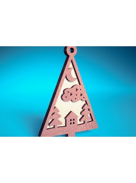 Σετ των 3 Intra απο ξύλο plywood 3mm-4mm πάχος - Στολίδι χριστουγεννιάτικου δέντρου με λέιζερ  | Δίασταση 6x6 cm INTRAFABR-72569347