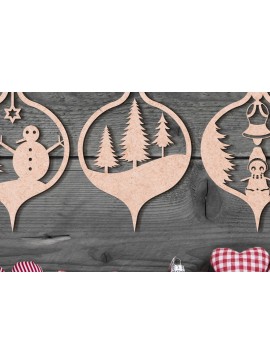 Σετ των 3 Intra απο ξύλο plywood 3mm-4mm πάχος - Στολίδι Χριστουγεννιάτικου Δέντρου με Laser Cut  Δίασταση 6x6 cm INTRAFABR-103023795