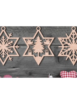 Σετ των 3 Intra απο ξύλο plywood 3mm-4mm πάχος - Στολίδι Χριστουγεννιάτικου Δέντρου με Laser Cut  Δίασταση 6x6 cm INTRAFABR-103023814