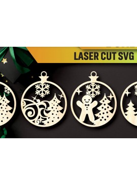 Σετ των 3 Intra απο ξύλο plywood 3mm-4mm πάχος - Πακέτο στολίδια χριστουγεννιάτικου δέντρου Δίασταση 6x6 cm INTRAFABR-104799467