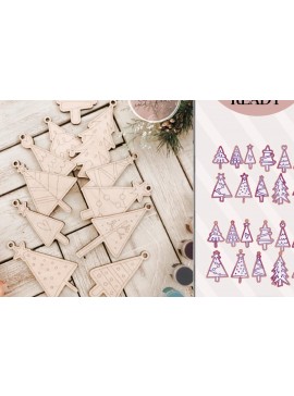 Σετ των 3 Intra απο ξύλο plywood 3mm-4mm πάχος - Χριστουγεννιάτικα στολίδια για το DiY Craft Kit Δίασταση 6x6 cm INTRAFABR-75550667