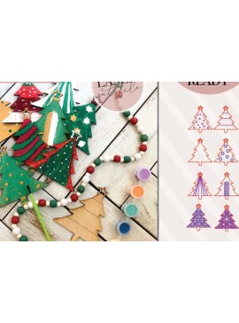 Σετ των 3 Intra απο ξύλο plywood 3mm-4mm πάχος - Χριστουγεννιάτικα στολίδια για το DiY Craft Kit Δίασταση 6x6 cm INTRAFABR-75550243