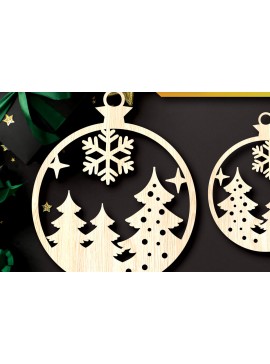 Σετ των 3 Intra απο ξύλο plywood 3mm-4mm πάχος - Στολίδια χριστουγεννιάτικων δέντρων με λέιζερ  Δίασταση 6x6 cm INTRAFABR-104798659