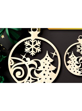Σετ των 3 Intra απο ξύλο plywood 3mm-4mm πάχος - Στολίδια χριστουγεννιάτικων δέντρων με λέιζερ  Δίασταση 6x6 cm INTRAFABR-104798819
