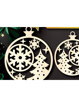 Σετ των 3 Intra απο ξύλο plywood 3mm-4mm πάχος - Στολίδια χριστουγεννιάτικων δέντρων με λέιζερ  Δίασταση 6x6 cm INTRAFABR-104934525