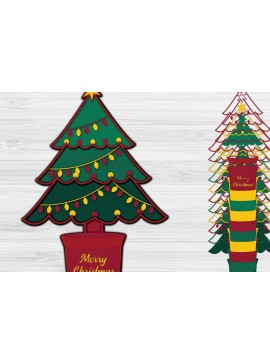 Σετ των 2 Intra απο ξύλο plywood 3mm-4mm πάχος - Κοπή χριστουγεννιάτικου δέντρου σε τρισδιάστατο   Δίασταση 1200x1200 cm INTRAFABR-40471251