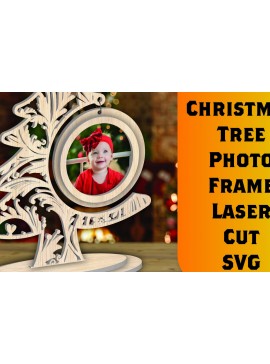 Σετ των 2 Intra απο ξύλο plywood 3mm-4mm πάχος - Χριστουγεννιάτικο δέντρο Κορνίζα φωτογραφιών με Laser Cut  Δίασταση 20x25 cm INTRAFABR-107312332