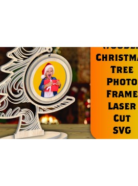 Σετ των 2 Intra απο ξύλο plywood 3mm-4mm πάχος - Χριστουγεννιάτικο δέντρο Κορνίζα φωτογραφιών με Laser Cut  Δίασταση 20x25 cm INTRAFABR-107312396