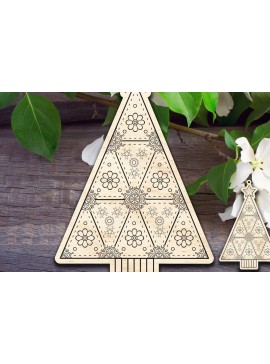 Σετ των 3 Intra απο ξύλο plywood 3mm-4mm πάχος - Χριστουγεννιάτικο δέντρο σημάδι & στολίδι Δίασταση 6x6 cm INTRAFABR-32227224