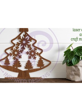 Σετ των 2 Intra απο ξύλο plywood 3mm-4mm πάχος - Στάση Χριστουγεννιάτικου Δέντρου,  κοπής με λέιζερ Δίασταση 30x20 cm INTRAFABR-104518462