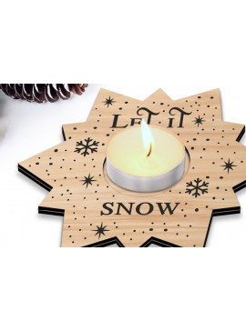 Σετ των 2 Intra απο ξύλο plywood 3mm-4mm πάχος - Χριστουγεννιάτικο Δέντρο Star Snowflake Κερί  Δίασταση 15x15 cm INTRAFABR-106947948