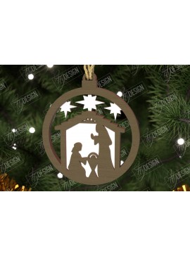 Σετ των 3 Intra απο ξύλο plywood 3mm-4mm πάχος - Παιχνίδι Χριστουγεννιάτικου Δέντρου | Σκηνή της Γέννησης |CNC Δίασταση 6x6 cm INTRAFABR-107562091