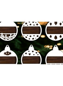 Σετ των 3 Intra απο ξύλο plywood 3mm-4mm πάχος - Χριστουγεννιάτικο Δέντρο Παιχνίδια Μπιχλιμπίδι Κόψιμο με λέιζερ Δίασταση 6x6 cm INTRAFABR-102801935