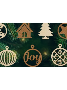 Σετ των 3 Intra απο ξύλο plywood 3mm-4mm πάχος - Διακοσμητικό Πακέτο με παιχνίδια Χριστουγεννιάτικο Δέντρο Δίασταση 6x7 cm INTRAFABR-108123654