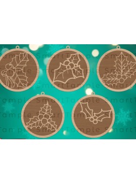 Σετ των 3 Intra απο ξύλο plywood 3mm-4mm πάχος - Χριστουγεννιάτικο Δέντρο Παιχνίδια  Πακέτο κοπής με λέιζερ Δίασταση 6x6 cm INTRAFABR-83947907