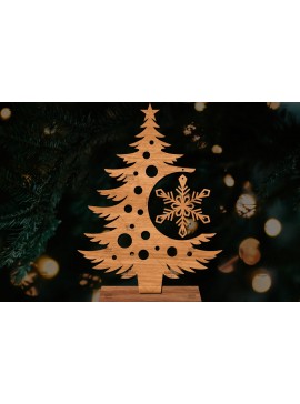 Σετ των 2 Intra απο ξύλο plywood 3mm-4mm πάχος - Στάση κοπής με λέιζερ Χριστουγεννιάτικα δέντρα  Δίασταση 20x20 cm INTRAFABR-107554299