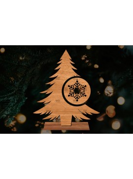 Σετ των 2 Intra απο ξύλο plywood 3mm-4mm πάχος - Στάση κοπής με λέιζερ Χριστουγεννιάτικα δέντρα  Δίασταση 20x20 cm INTRAFABR-107554396