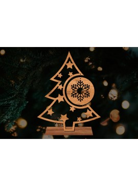 Σετ των 2 Intra απο ξύλο plywood 3mm-4mm πάχος - Στάση κοπής με λέιζερ Χριστουγεννιάτικα δέντρα  Δίασταση 20x20 cm INTRAFABR-107554435